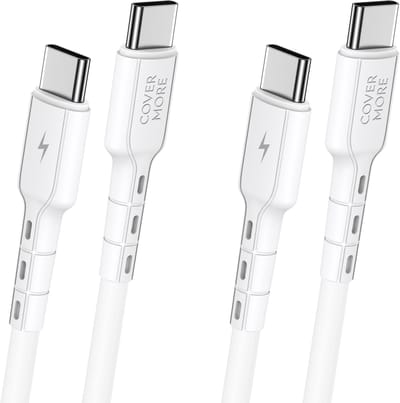 Usb C naar usb C kabel - Oplaadkabel - Laadkabel - Snelladen - Voor smartphone, ereader, tablet, speaker, koptelefoon, powerbank met usb C - Snellader - 1m - 2 stuks - Wit