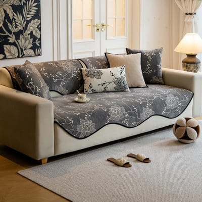 Nouveau Coussin de Canapé Floral Style Américain Coussin de Forme Irrégulière Housse Universelle Quatre Saisons Antidérapante Housse Tissu 70*70cm