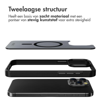 Accezz Hoesje - Geschikt voor Apple iPhone 15 Pro Max - Frosted Backcover geschikt voor MagSafe - Zwart