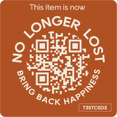 NoLongerLost - Stickers (x2) - Slimme Sticker groot vierkant - Roestbruin - Unieke QR code - Tracking