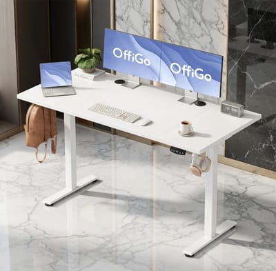 Elite Elektrisch Verstelbaar Bureau – 140 cm – Modern Ergonomisch Sta-Zit Bureau met Geheugenfunctie – Gamingtafel en Computertafel – Wit House&Garden