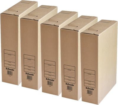 Esselte kantoor archiefdoos - 5x - karton - bruin - 23 x 32 cm - A4 formaat - kantoor artikelen