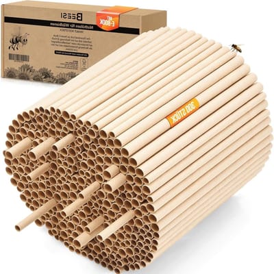 Bijenhotel Nesthulzen 300 stuks - 15 cm Lang - 6 en 8 mm Diameter - Inclusief E-book - Wilde Bijen