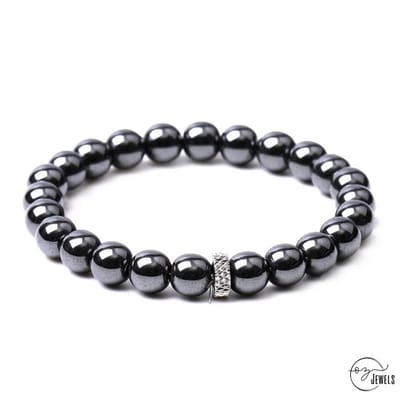 OZ Jewels - Kralenarmband Black Hematite - Natuurstenen - Elastisch