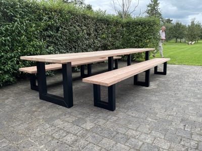 Tuintafel Douglas 240 cm x 90 cm | Stalen U poten | + Montage | Eettafel | Onderhoudsarm | 6-8 personen | Duumaa