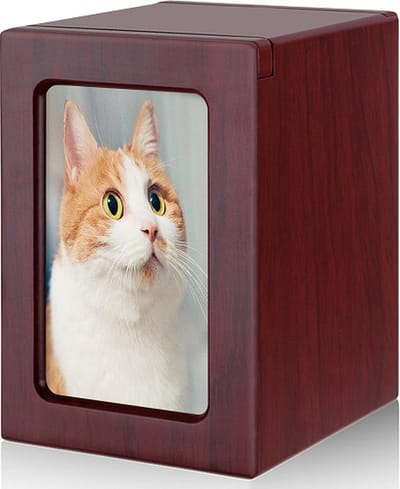 Unieke Huisdier Urn - Met fotolijstje - Urn voor huisdier - Met Levensboom en Frame - Crematie - Kat / hond / Konijn urn - Koester Liefdevolle Momenten - BRUIN