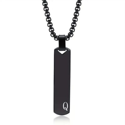 Livano Ketting - Heren - Staal - Nep zilver - Met Hanger - Zwart - Q