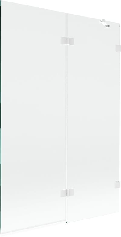 Mexen Lunar badwand tweeledig rechts 120 x 150 , transparant, wit - 897-120-100-20-00-P