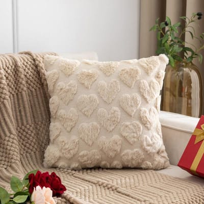 Valentijnsdag Pluche Kussenhoes Cojines Imitatie Konijnenbont Hartvormig Woonkamer Bank Kussenhoes Hoofdeinde Kussenhoes 45x45cm