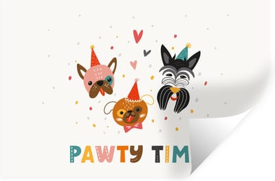 Muurstickers - Sticker Folie - Honden - Quotes - Pawty time - Spreuken - 30x20 cm - Plakfolie - Muurstickers Kinderkamer - Zelfklevend Behang - Zelfklevend behangpapier - Stickerfolie