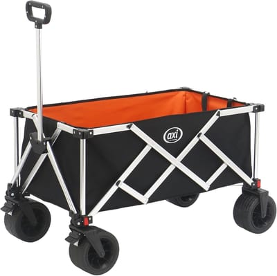 Vouwbare Handkar - Draagwagen Outdoor - Alles Vervoeren - Lichtgewicht Aluminium Frame - 130 Liter Volume - Zwart Oranje
