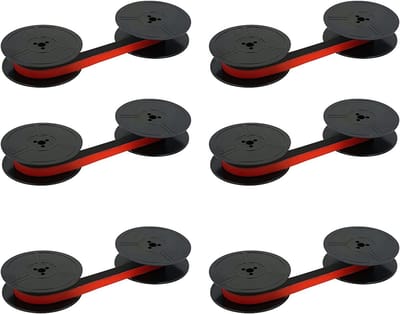 Typewriter Ink Spool Ribbon GR1 - Rood & Zwart (6 Stuks) - Dubbele Spoel voor Olympia Typemachine, Vervangende Inktlinten, Typemachine Accessoires