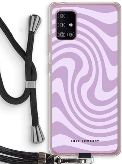 Case Company® - Hoesje met koord geschikt voor Samsung Galaxy A51 5G hoesje met Koord - Swirl Paars - Telefoonhoesje met Zwart Koord - Bescherming aan alle Kanten en Over de Schermrand