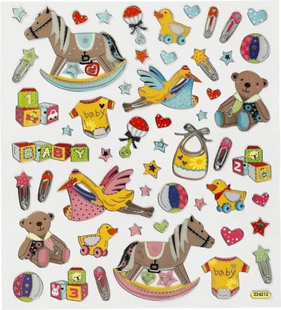 Baby Geboorte Stickers - Babyshower StickerStickervel - DIY-Feestdecoratie - Creatieve-Plakstickers - 15x16,5 cm - Baby-Thema - 1 Stickervel