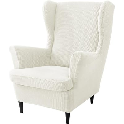 3-delige slipcover set voor hoge fauteuil met armleuningen en voetenbank, 2-delige rekbare jacquard hoekstoelhoezen met kussenhoes, bankbeschermer 2 pieces set
