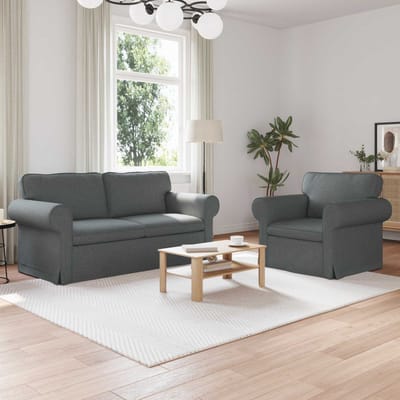 vidaXL Bankstel 2 pcs Donkergrijs 175 x 82 x 80 cm Stof