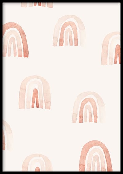 Poster Roze regenbogen - Kinderkamer poster - Babykamer poster - Kinderkamer decoratie - 30x40 cm - Exclusief lijst - WALLLL