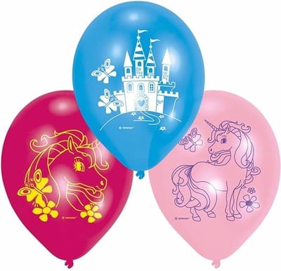 Ballonnen Eenhoorn - 6x stuks - 23 cm - multicolor - thema unicorn
