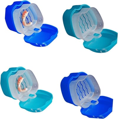 Kunstgebit Opbergdoos - Reisbakje Reiniger - Tanden Reinigen - Geurloos en Hygiënisch - 9.7x9.5x6.8cm - Willekeurig