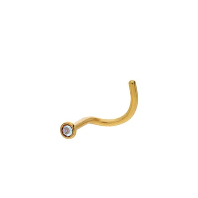 Lucardi - Unisex Stalen goldplated neuspiercing met kristal - Piercing - Staal - Goudkleurig