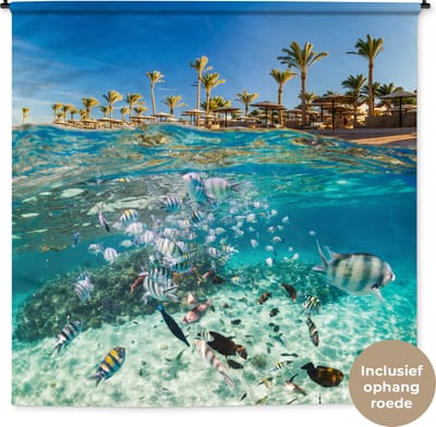 Wandkleed - Wanddoek - Zee - Vissen - Egypte - 180x180 cm - Wandtapijt