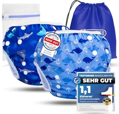 SnelShoppen - Set van 2 Herbruikbare Baby Zwemluiers 0-3 Jaar - Huidvriendelijk, Ultieme Absorptie, Inclusief Opbergtas & Wasnet - Perfect voor Zwemme
