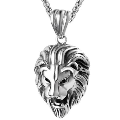 Heren Ketting met Leeuw Hanger - Staal - Kettingen - Papa Cadeau Voor Mannen - Vaderdag