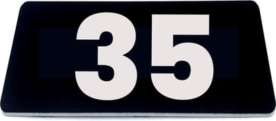 Nummerplaatje 35 - 80 x 50 x 1,6 mm - Zwart/wit - incl. 3M-tape | Nummerbordje - Deur en kamernummer - brievenbusnummers - Gratis verzending - 5 jaar garantie
