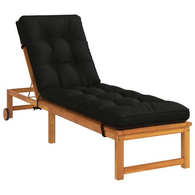 vidaXL - Ligstoel - Kussen - VIANEN - 100% - Polyester - Zwart - 200 - x - 50 - x - 8 - cm