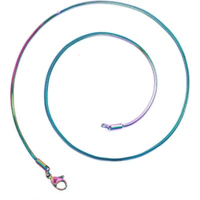 Pack de Chaînes en Acier Inoxydable Collier Serpent Carré Plaqué Or Véritable Pour Femmes Hommes Bijoux Mode Simple Longs Petits Colliers Cadeau 70cm&1pcs blue