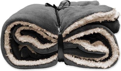 Unique Living - Pluche plaid/deken Lars - antraciet grijs - polyester - 150 x 200 cm