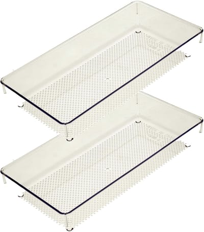 Plasticforte Lade organizer Skuff - 2x - transparant - kunststof - 15 x 23 x 5 cm - modulair - ladeverdeler