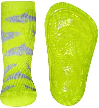 Antislipsok fluoriserend geel/groen met haaien-23/24