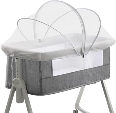 Wieghoes - Klamboehoes voor wieg, bedside sleeper, reiswieg om katten buiten te houden - Ademend babyklamboe - met 2-weg rits - Wit-Small - Toepasselijke bedmaat 55cmx100cm