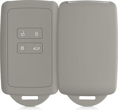 kwmobile autosleutelhoes geschikt voor Renault 4-knops Smartkey (Keyless Go) - Siliconenhoes in grijs - Sleutelcover