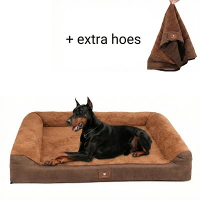 Meritosh© luxe orthopedisch hondenkussen XL 130x92cm - Hondenmand met wasbare waterdichte hoes - Zacht hondenbed voor grote honden - Bruin