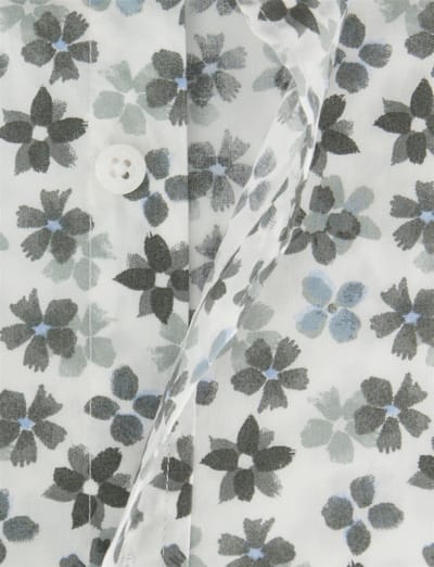 Overhemd New Zealand donkerblauw bloemetjes print