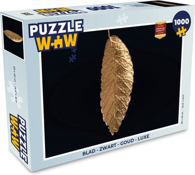 Puzzel Bladeren - Zwart - Goud - Luxe - Natuur - Legpuzzel - Puzzel 1000 stukjes volwassenen