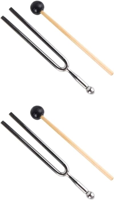BESPORTBLE 2Pcs One Hz Tuning Fork Musical Instrument Tuner Two-tier Tuning Fork Stainless Steel Tuning Fork Accurate Tuning Fork 128Hz A 440Hz Tuning Fork Small Suite Wooden