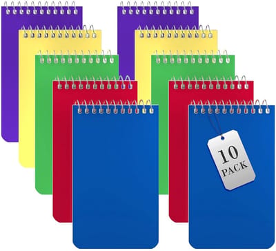 Kleine notitieblokken - Pocket memo - Snelle notities maken - Stevige spiraalbinding - 10 stuks - Gekleurd assortiment