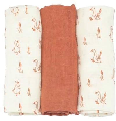 Set van 3 multifunctionele babyluiers - 70 x 70 cm - Oeko-tex gecertificeerd - Terracotta - Veelzijdig als deken, knuffeldier, slabbetje, zonwering