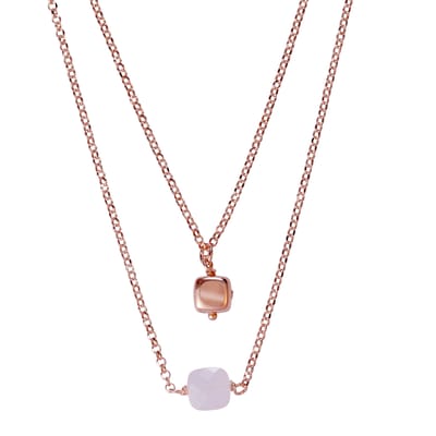 Orphelia SET-7432 - Juwelenset: Ketting + Armband - 925 Zilver Rosé - Pink Stones - 19/45 cm