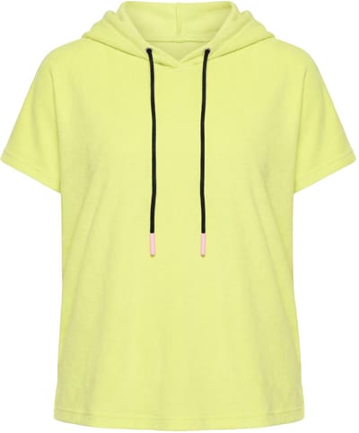 Laurasøn - Dames - Sweatshirt van badstof korte mouw capuchon - Veiligheidsgeel - Maat 44+