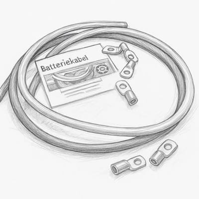 Batterijkabel 25mm2 met 4x M8 Kabelschoen - 1m Rood en Zwart