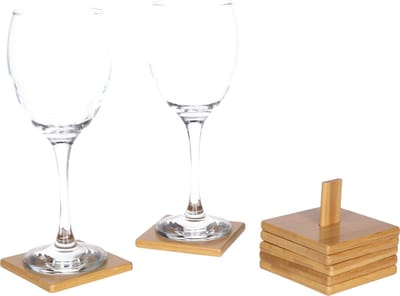 Löwenthal - Onderzetters voor glazen - 6x stuks - bruin - bamboe - 9x9 cm