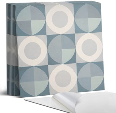 Coloray Plaktegels - Geometrie van cirkels en vormen Portugese Tegels - 30 cm x 30 cm - Grijs Plaktegels - 9 stuks - Vierkant PVC Tegels - Plaktegels Keuken - Zelfklevende Vloertegels - Vinyl Tegels - Zelfklevende Tegels