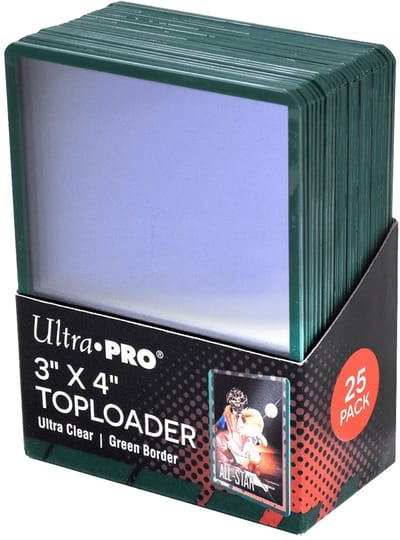 Ultra Pro - Standaard Kaartbeschermers Toploader Transparent met Groene Rand 25 Stuks (63 x 88 mm)