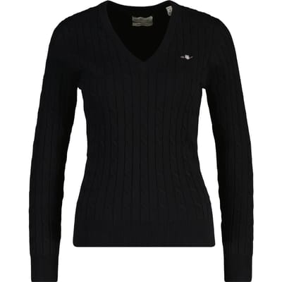 GANT Gebreide trui STRETCH COTTON CABLE V-NECK