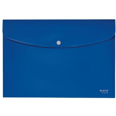Leitz® Recycle map, A4-formaat, drukknoopsluiting, ondoorzichtig, 100% recyclebaar, Blauer Engel, gerecycled kunststof, blauw