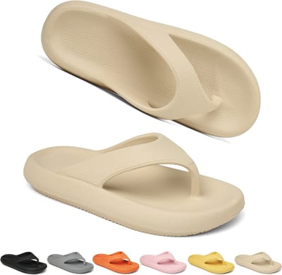 Geweo Badslippers - Slippers Heren - Antislip Zachte Zomer Teenslippers - Khaki - Maat44/45